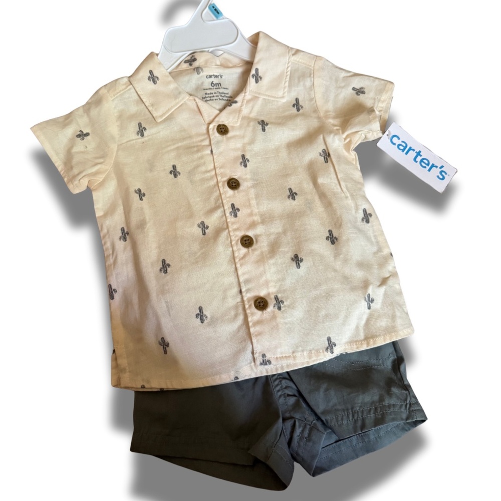 Carter’s baby boy button-up shirt & shorts set (NWT)